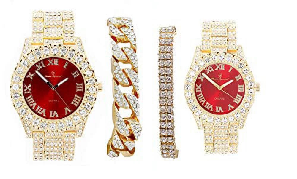 and King His&Hers Set Bling'ed Power to Hop Couples Watch Out The - Flaunt for On ST10325/ST10364 Dance Perfect Off and Hip Floor Queen (ST10327GldRed)