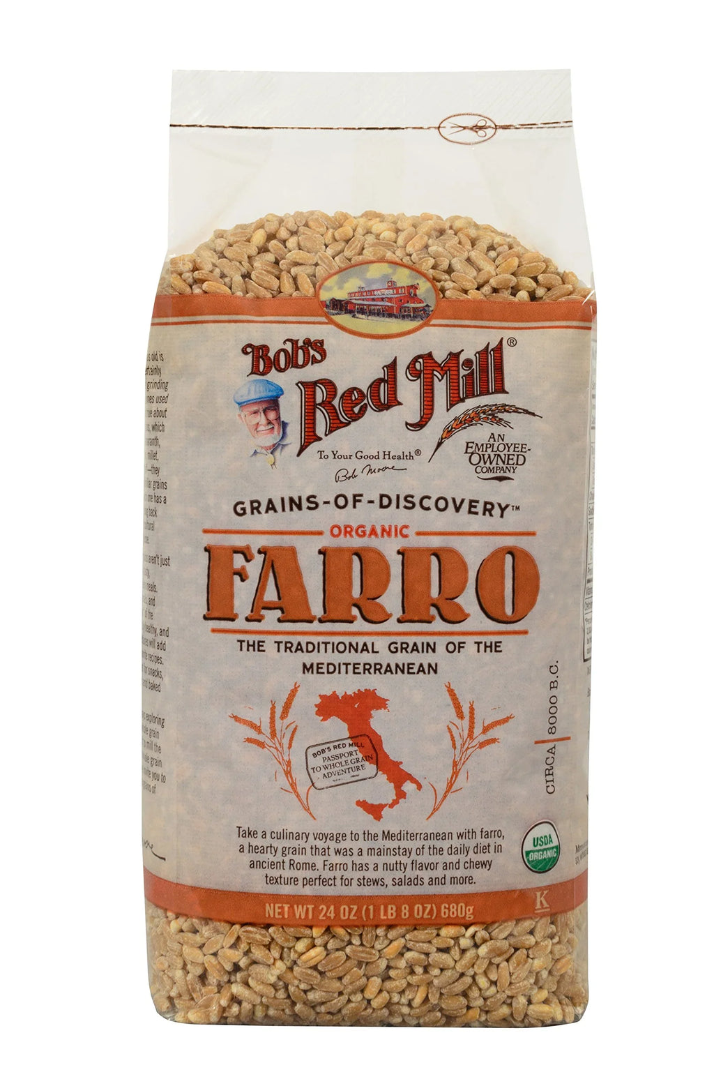 Organic Bob's Red Farro (Pack 4) Grain, Mill of 24 Ounce