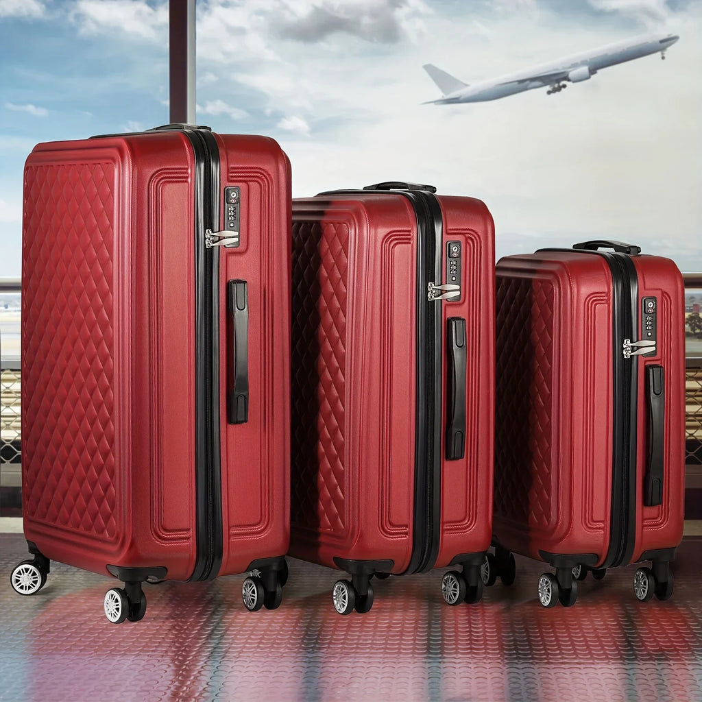 Red With Trip, Cases Outdoor Minimalist Spinner For Hard Luggage Wheels Shell Travel