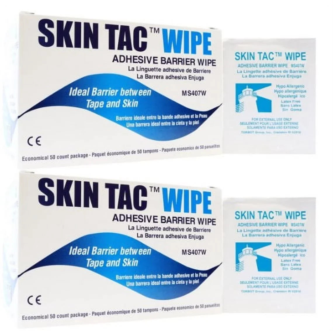 Barrier Box 2 - of Adhesive Pack Wipes Tac of - 50 Skin
