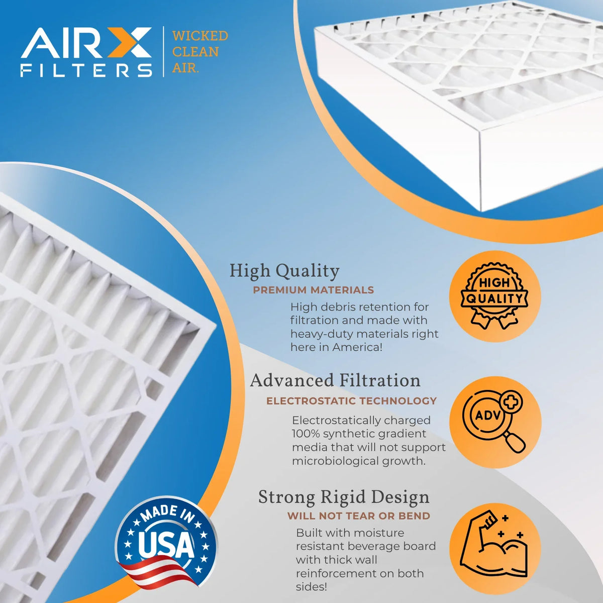FR1000M-108 8 by Comparable Pack MERV Furnace & Compatible 5 AIR. FPR White Filter to MPR FILTERS AIRX 16x20x4 with Made 700 Premium CLEAN 6 16x20x4 WICKED Filter Air Rodgers USA