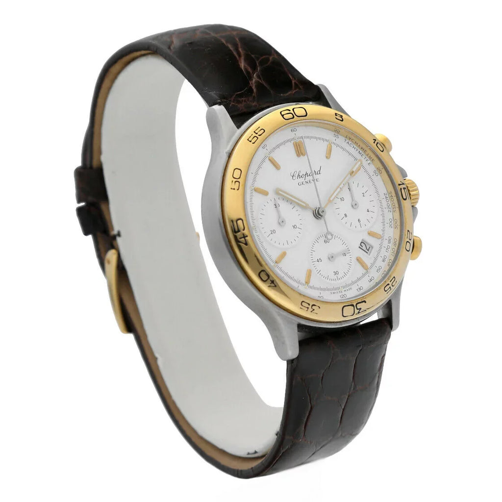Tone W/B Quartz Gold/Steel Chopard Two Men's Chronograph 18K 8144 Classic Watch