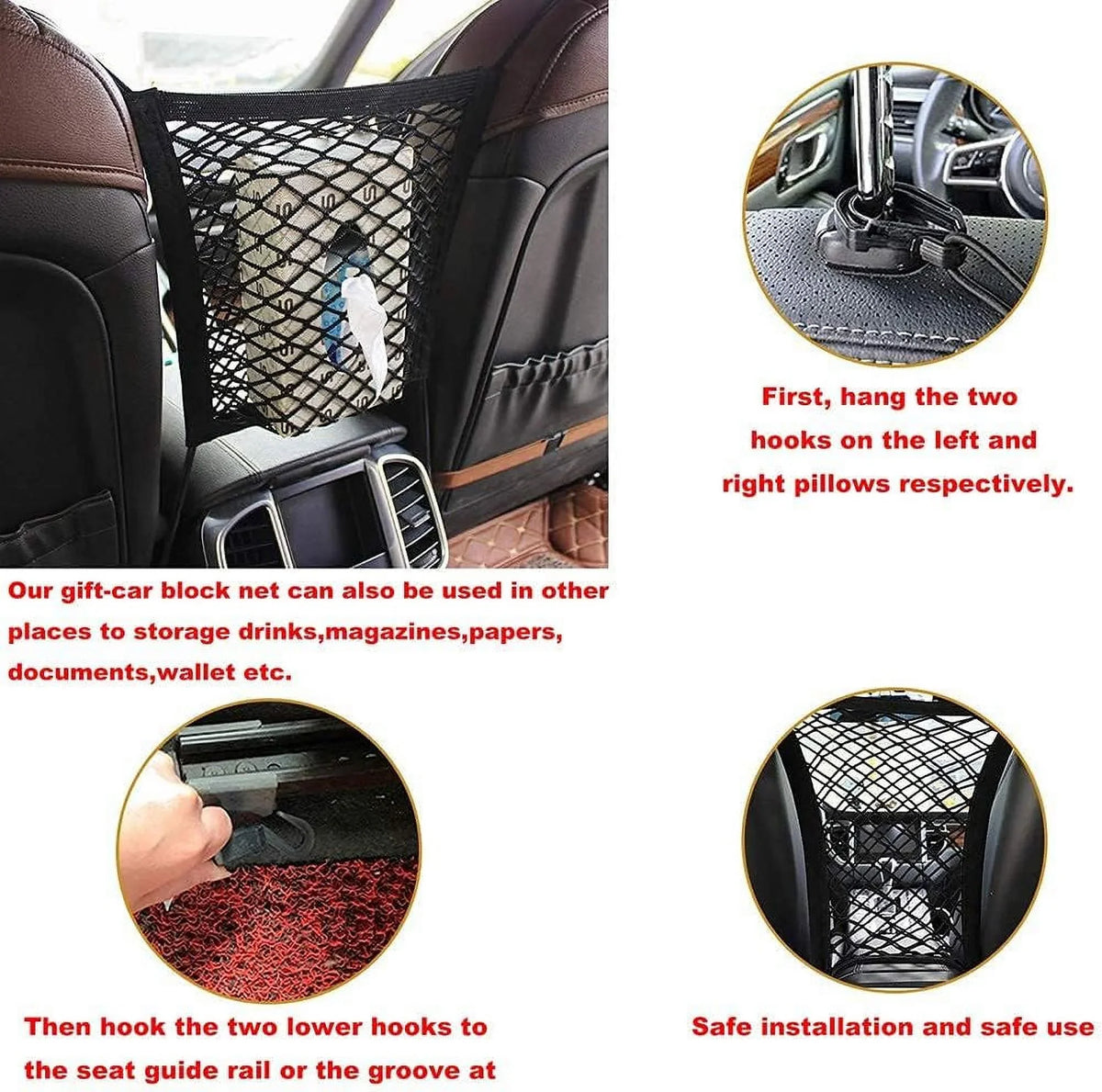 Cars Dog with Duty Mesh for Car Pet Black—Safety in Vehicles, SUV, Barrier Cars Wire Seat Front Dividers Barriers—Heavy Adjustable Fence Travel