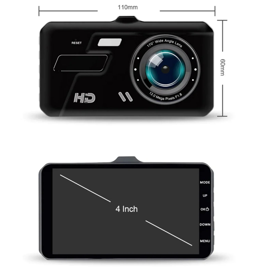 Dash Cam Car 4 Driving DVR Video Recorder LCD Dual Vehicle Lens 1080P Camera