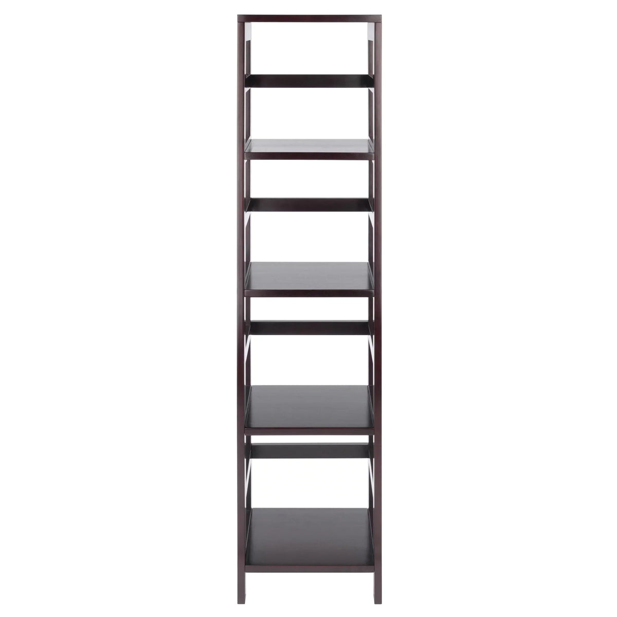 Capri Narrow 5-Pc Wood Finish Baskets, 4 Shelf Fabric Set, Espresso Black & Foldable Winsome
