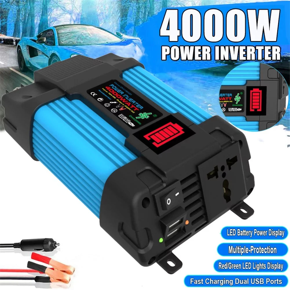 To 4000W Inverter Pure Car LCD Display Wave USB AC 2 DC 12V Sine 110/220V Power