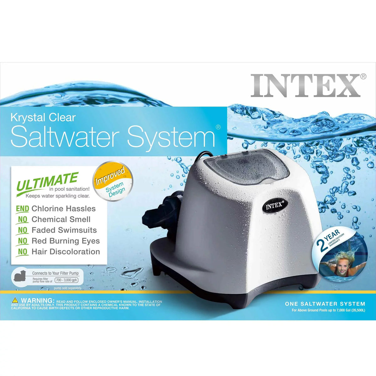 Krystal Swimming for Pools Intex System Saltwater Ground Pack) (2 Clear Above