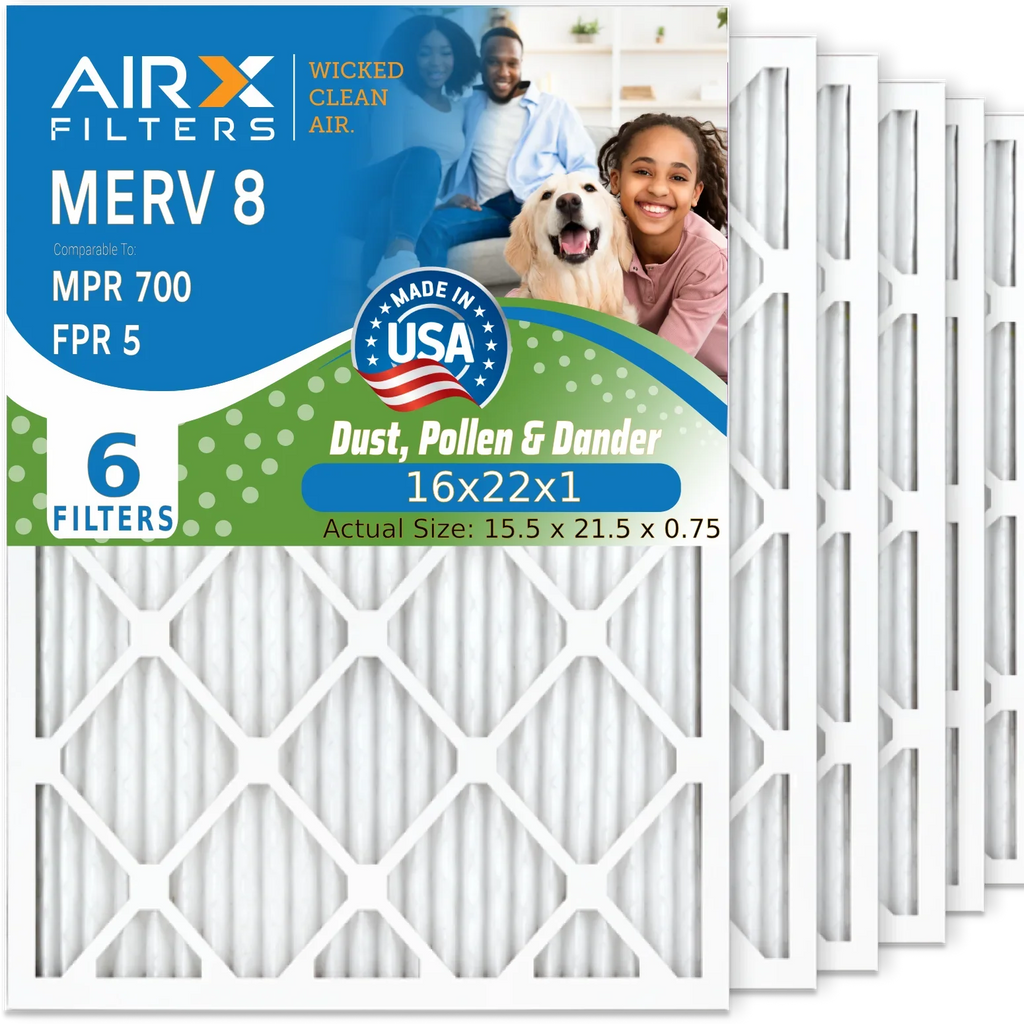 16x22x1 16x22x1 Pleated Filter AIR. CLEAN Air 700 Furnace WICKED MERV & HVAC AC 6 Air MPR Made Conditioner USA Comparable 8 5 to FPR Premium Pack Filters Filter AIRX Electrostatic FILTERS by
