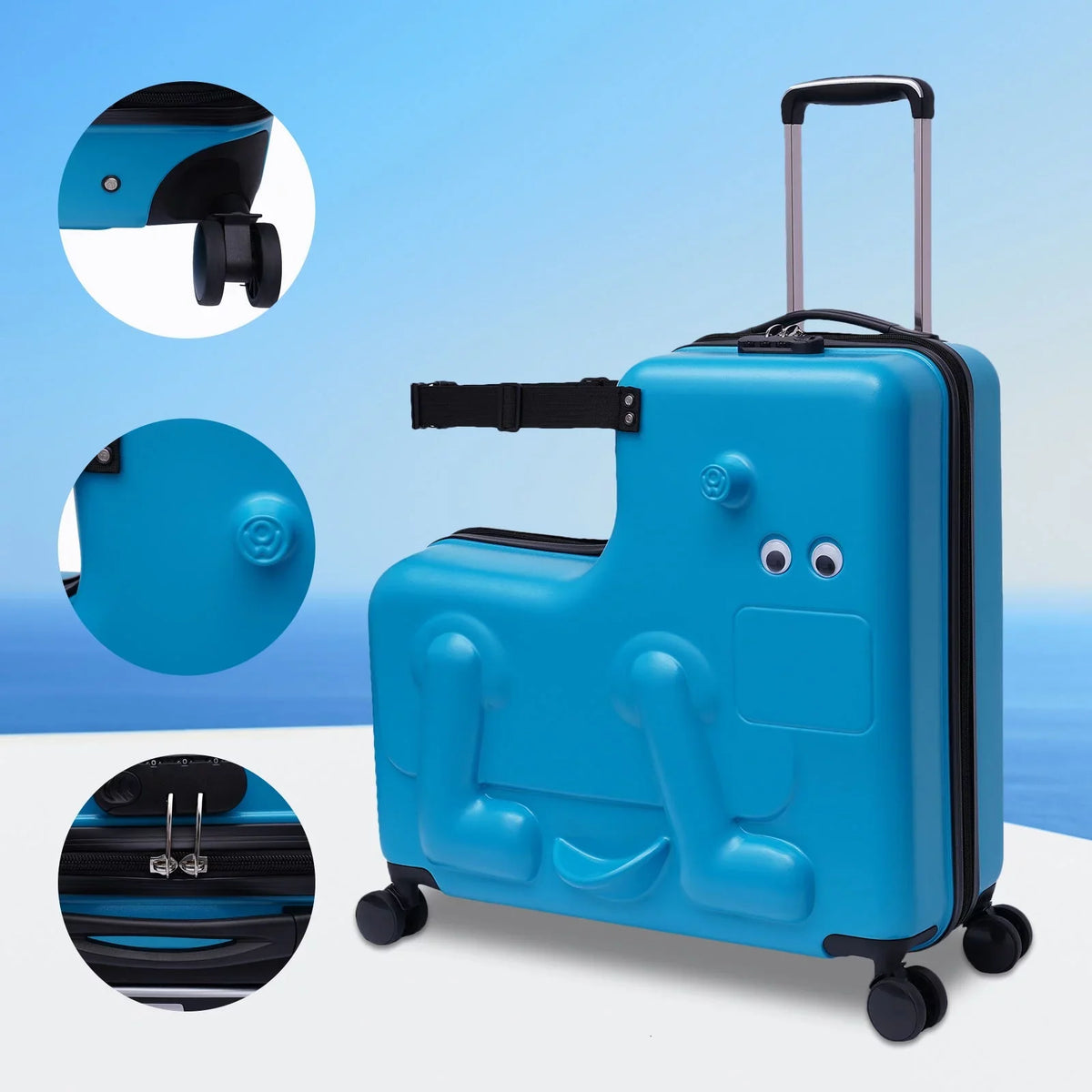 Aged 24" Universal Wheel Kid's Travel 4-12 Waterproof Years Wuzstar Portable Ride-on Luggage,ABS+PC Suitcase