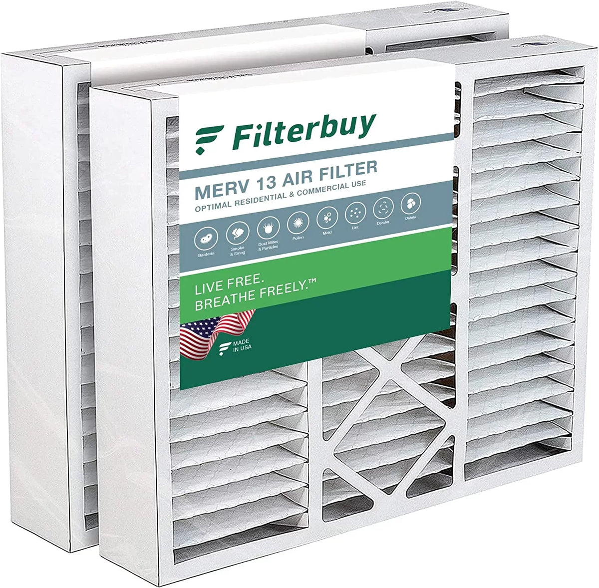 for Goodman, Filterbuy Amana, and Nordyne AC HVAC MERV Furnace Pleated Air (2-Pack) 13 Filters 20x22x5