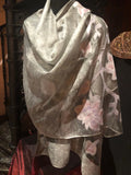 brocade Shawl Sheer white Styled Vintage wrap