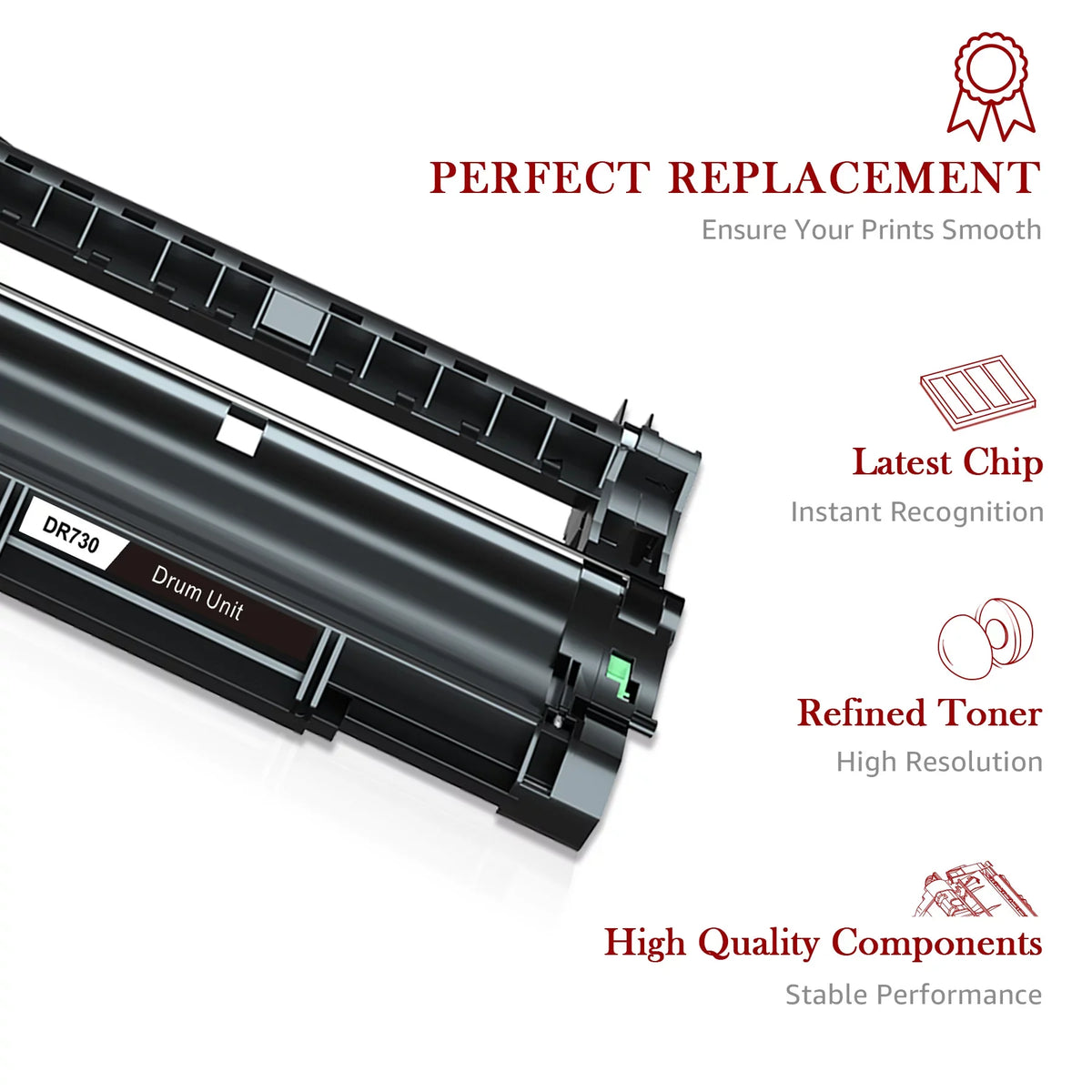 DR730 Unit Compatible Printer for pack) Drum brother Toner(2