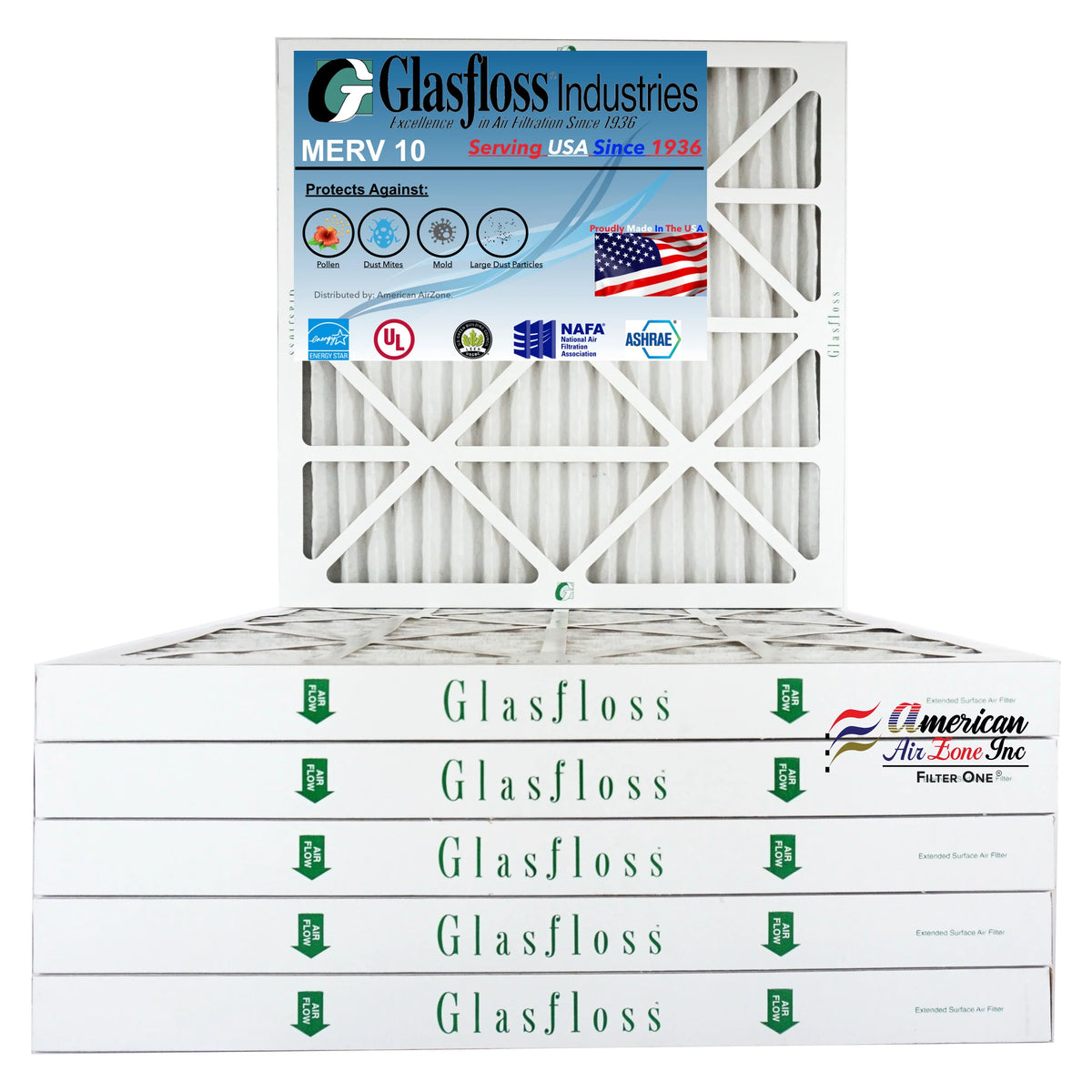 Filter Home - MERV Pleated - Air (Pack USA. 10 AC HVAC Air or The Filter of 2" Made Glasfloss Furnace - - Filter 25x25x2 - - or 6) Air Office In