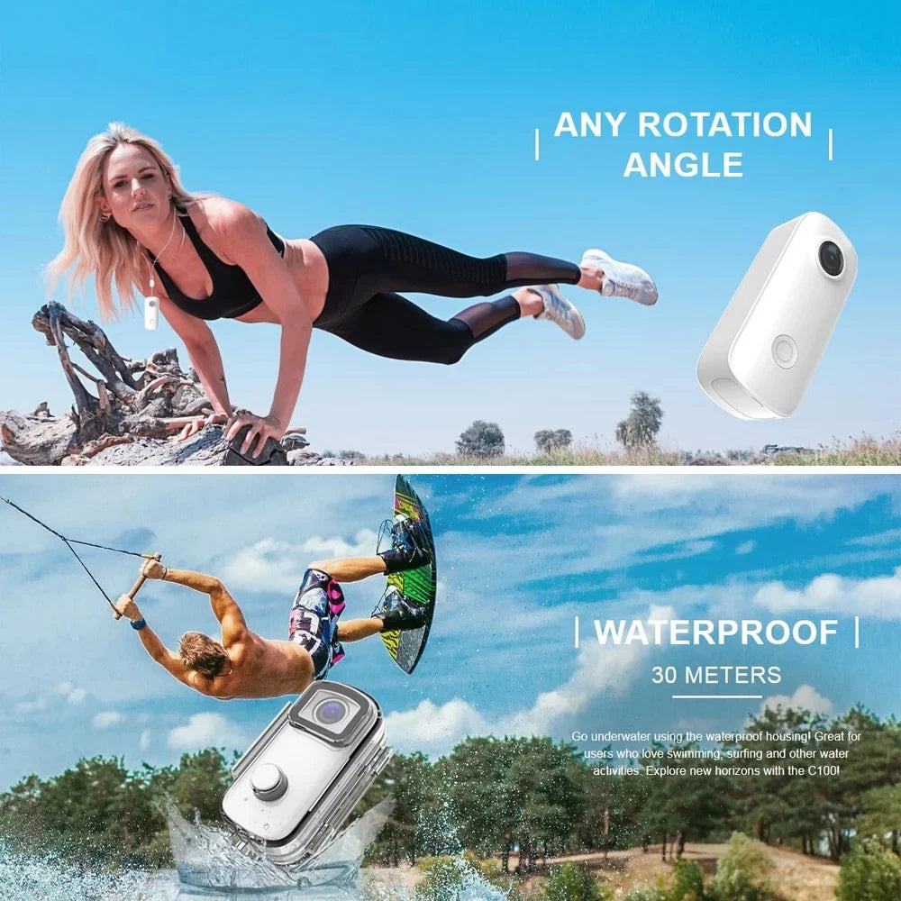 Digital Waterproof Battery Action Built-in C100 with Body Connection Magnetic Back APP Sharing Video Waterproof 1080P30fps SJCAM Clip Lanyard 30M WiFi Case