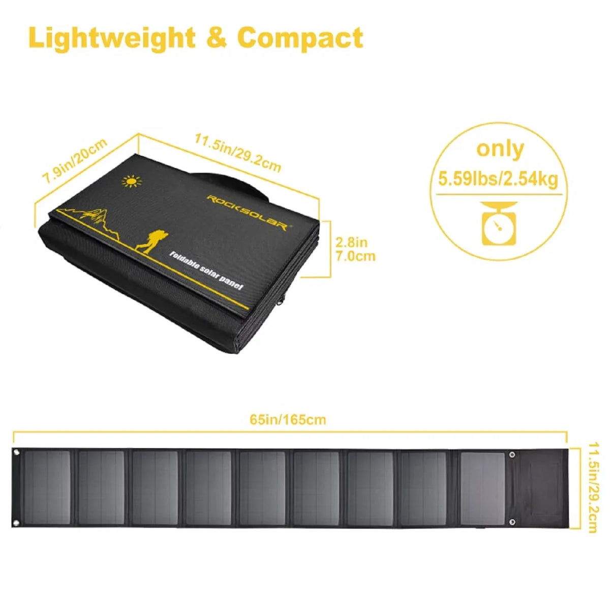 Charger Solar 60W Foldable Battery Panel, Solar USB 12V Portable ROCKSOLAR