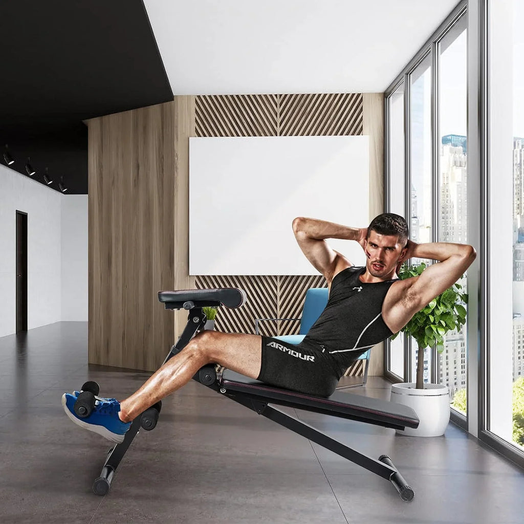 Gear Foldable Up/Push Training Black Workout Exercise/Sit Up Core Leg Home Strength Adjustable BENCH Weight Fitness