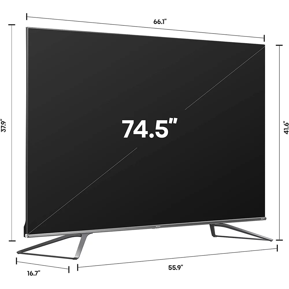 TV Wall Vision Roku Adapter 2.0 Smart 2021 Channel with Bundle Deco 75" Quantum Dolby Bundle Mount Premium 75U800GR Soundbar, 8K Hisense with Dot 37"-100" TV ULED Bracket 60W 6-Outlet Surge and Home