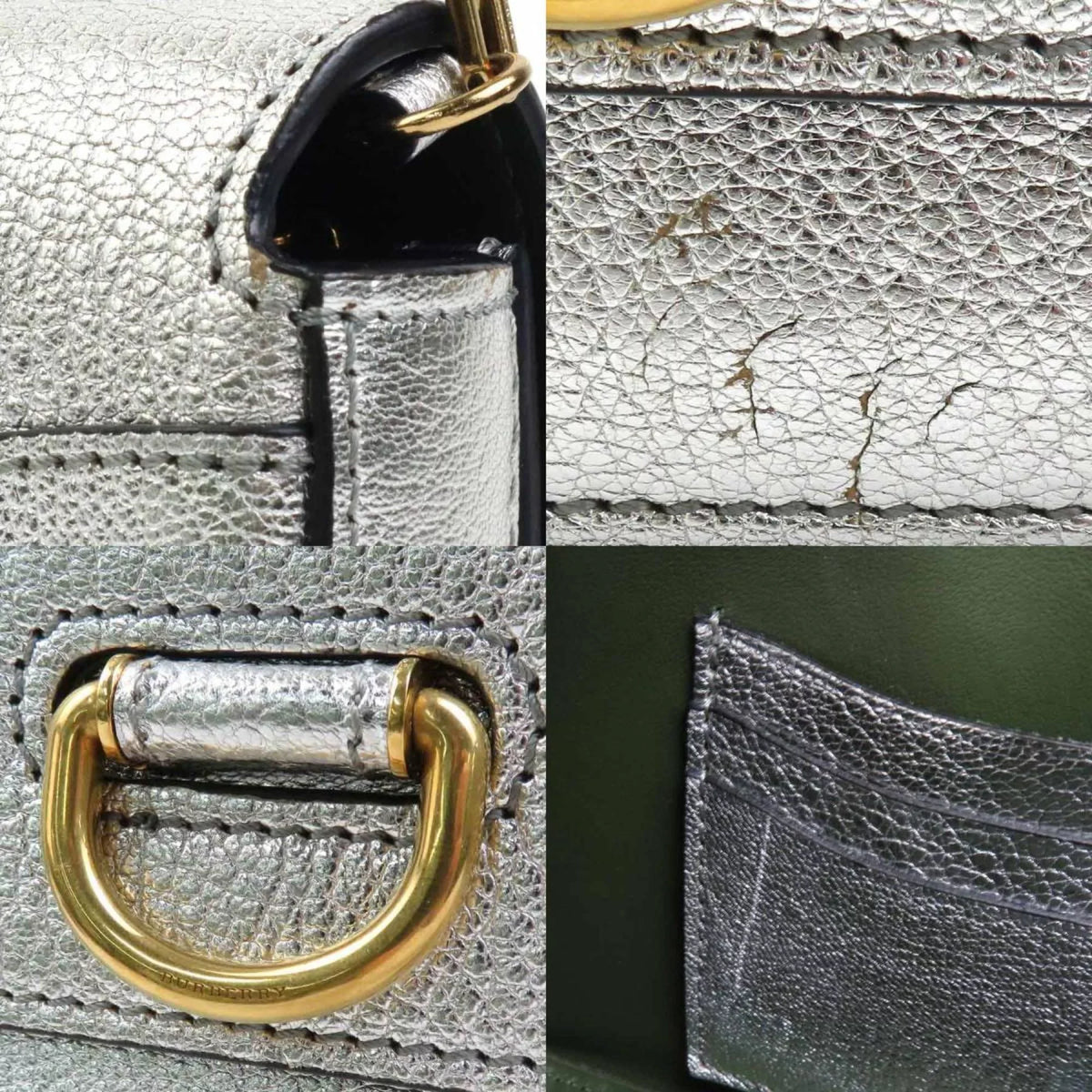 (Good) diagonal Pre-Owned Burberry bag shoulder BURBERRY silver leather ladies