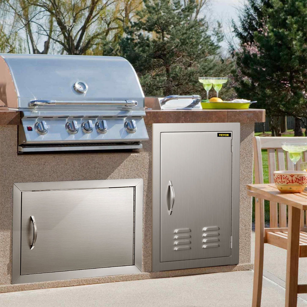 Door Storage Door Vertical with 17x24 Steel Vents for Stainless BBQ inch Island Single Access