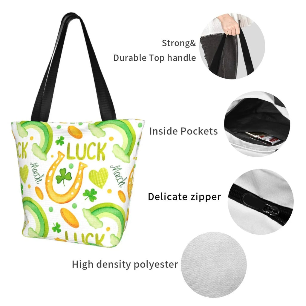 Bag Buying Fitness Zip, Bag, Easygdp Patrick's Office, for with Handbag Canvas Suitable Tote St Shoulder Day1 Groceries, Shopping Stylish