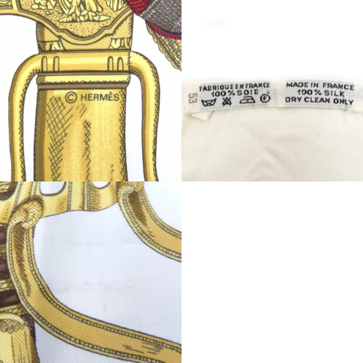 GRAND Hermes Ladies 90 (Good) Off-White/Multicolor Scarf Carre UNIFORME HERMES Pre-Owned Silk