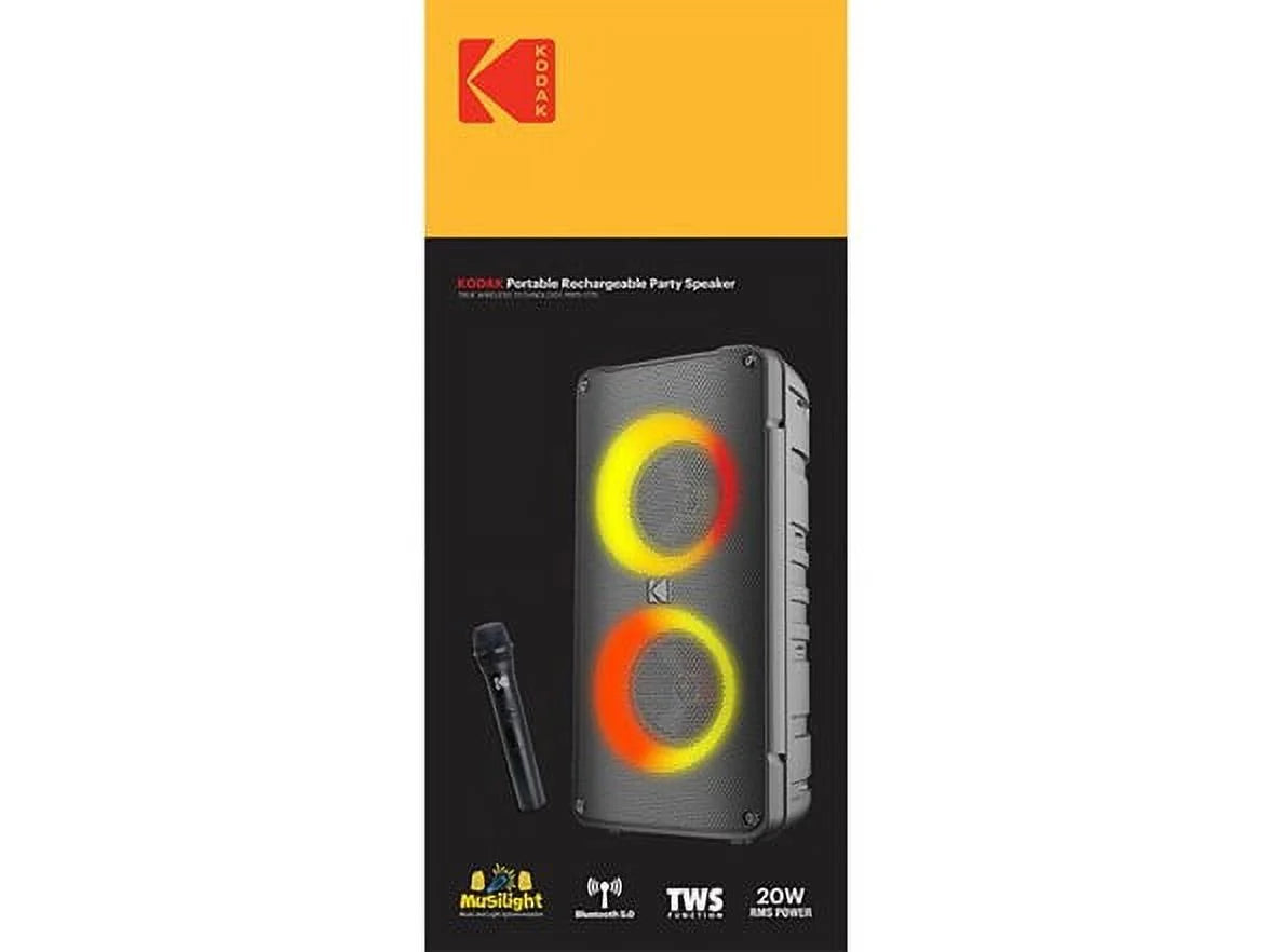Double-Woofer Mic Box Open 4" w/ - Tower PRPS-1775 BLACK Party Speaker KODAK