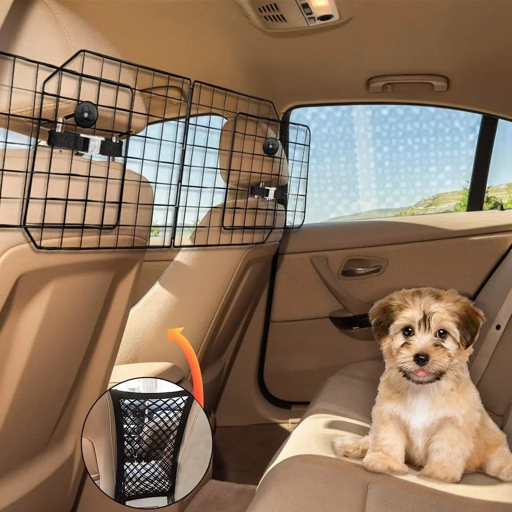 Cars Dog with Duty Mesh for Car Pet Black—Safety in Vehicles, SUV, Barrier Cars Wire Seat Front Dividers Barriers—Heavy Adjustable Fence Travel