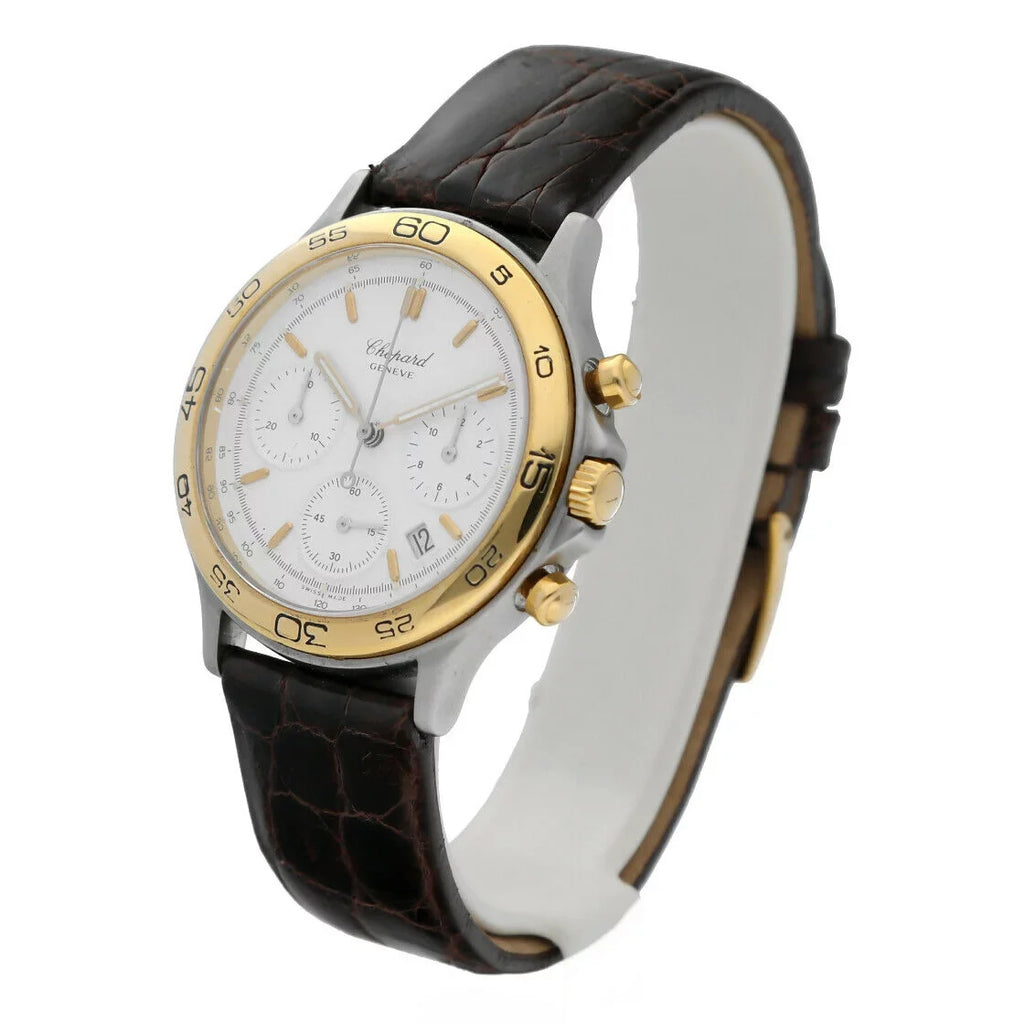 Tone W/B Quartz Gold/Steel Chopard Two Men's Chronograph 18K 8144 Classic Watch