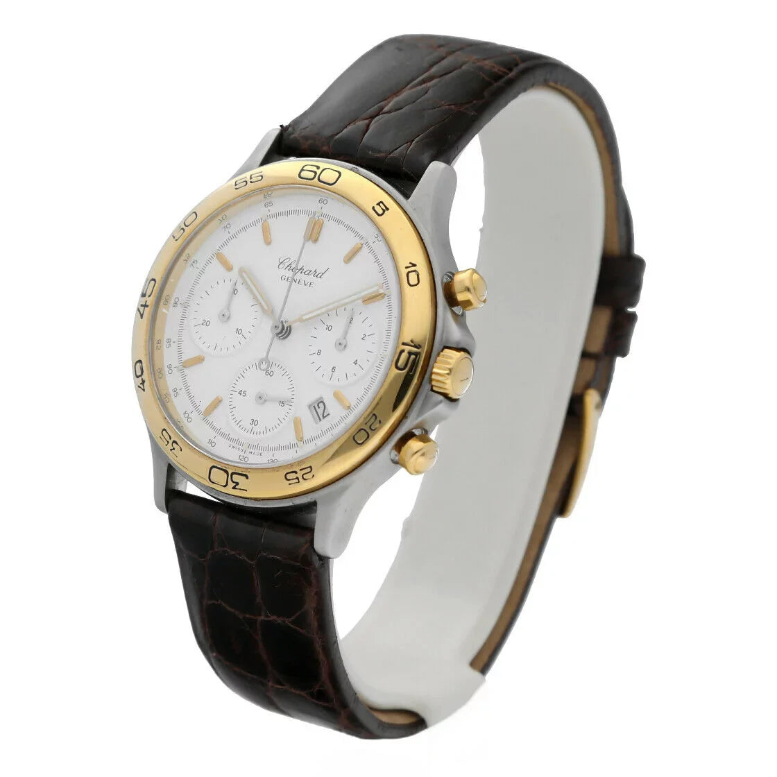 Tone W/B Quartz Gold/Steel Chopard Two Men's Chronograph 18K 8144 Classic Watch