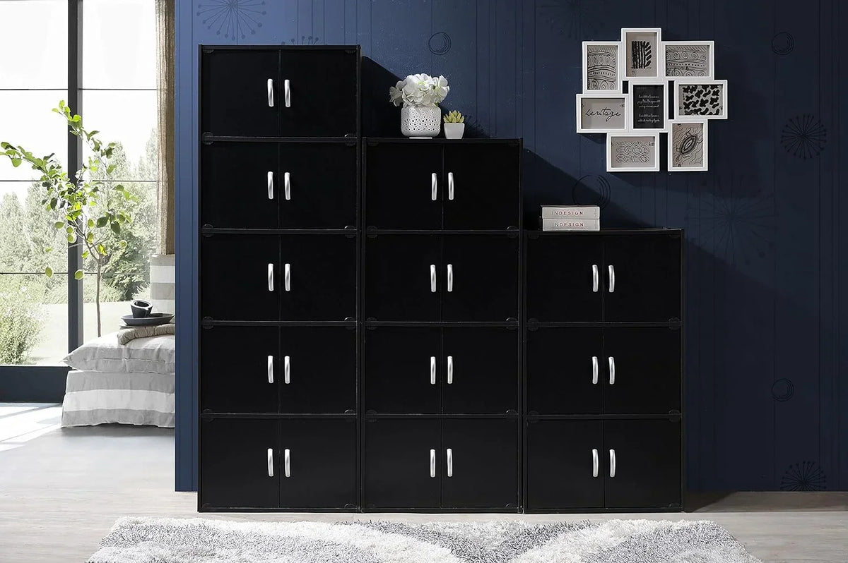 Duty Modern Multipurpose with Shelf Wooden Floor Mount Bookcase Storage 8 4 Black Heavy HID44 Hardware, Door Cabinet Installation
