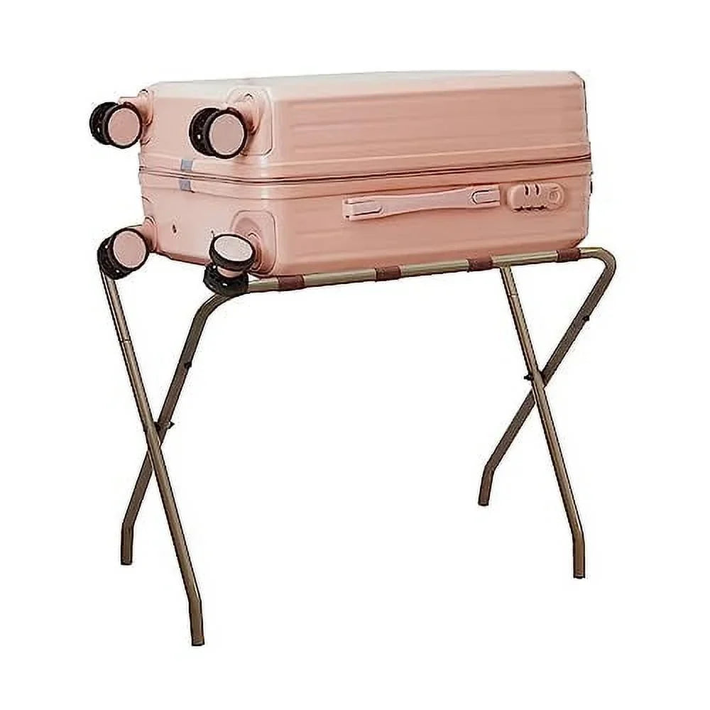 Rack Luggage Furniture Bedroom Brand Foldable Guest Room, Finish for Stand Metal Suitcase - Hotel, Kings Gold