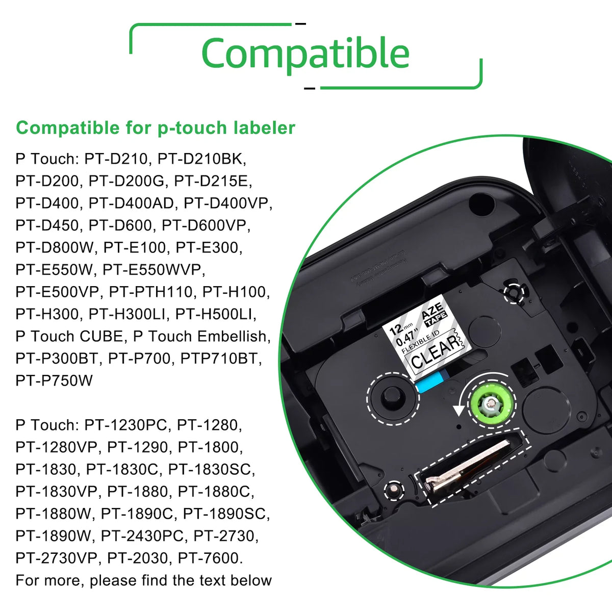 TZ-131 Label Clear GREENCYCLE 12mm TZe-FX131 Compatible ID 8m Tape TZ Cable Black x Flexible P-touch Wire for TZ-FX131 Brother TZe TZe-131 on 40PK