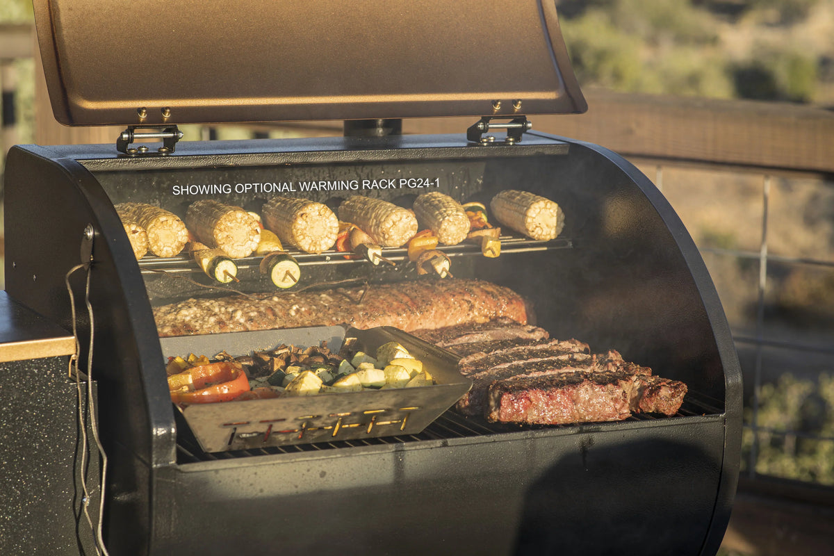 Ash Feature, Cleanout PID Patented Controller Camp Grill Pellet Bronze with PG24STXB Smoke Smoker - Chef 10 Settings, Temperature