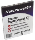 Extended Year 35 Kit Instructions, Replacement Battery and Full Cam Battery Warranty with One Dash Video Tools, Life Garmin