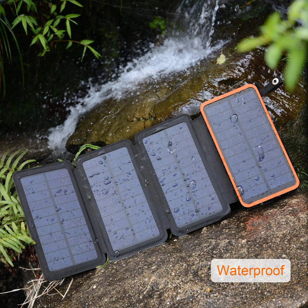 Bank Camping Hiking Charger 30000mAh (Orange) Solar Portsfor with 5V Solar 4 Portable Light Panels, LED SOLPOWBEN Dual USB Flashlight, Outdoor Power