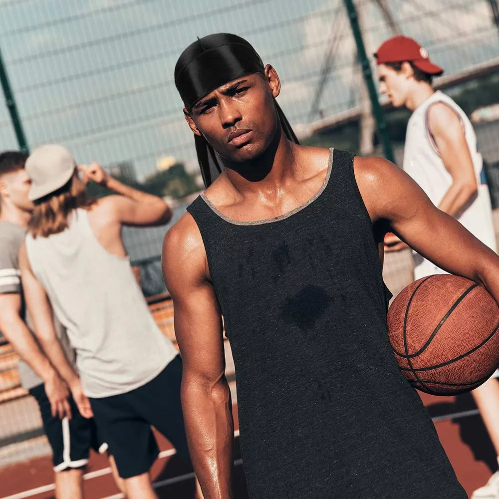for Silky Headwraps Long Pcs Men 360 Cap Durag 4 Perfect and ASKNOTO Wave 4 Silk Pcs Tail Waves with