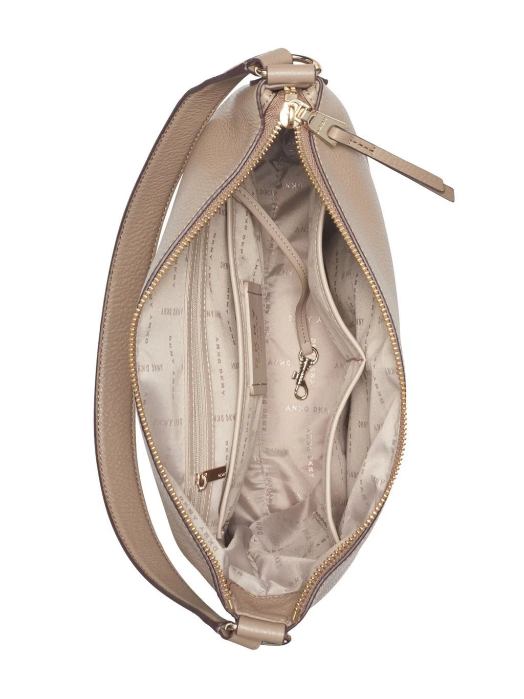Leather Strap Handbag Hobo DKNY Brown Women's Adjustable Purse