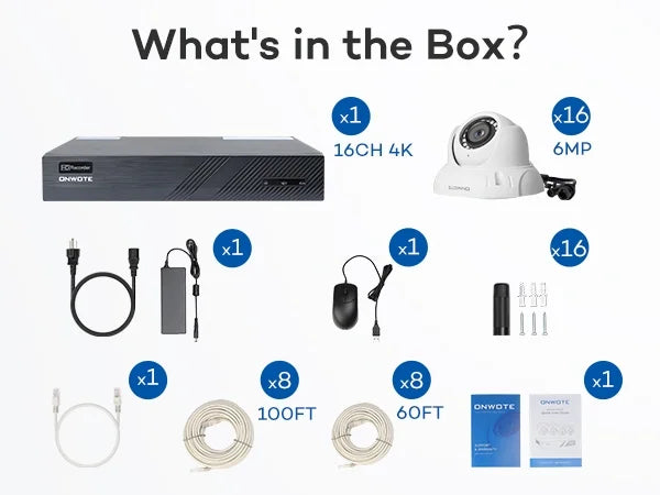 Channel PoE Human Cameras, Detection, Camera AI for 16 4TB 24-7 8MP Surveillance NVR PoE Outdoor HDD pre-installed 4K with 6MP IP Business System, 16CH Recording, & 16pcs 4K Vehicle Security ONWOTE