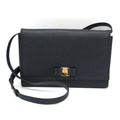 Bag Ferragamo 0011 Navy (Good) AU-21 Vara Shoulder Salvatore Leather Pre-Owned Women's