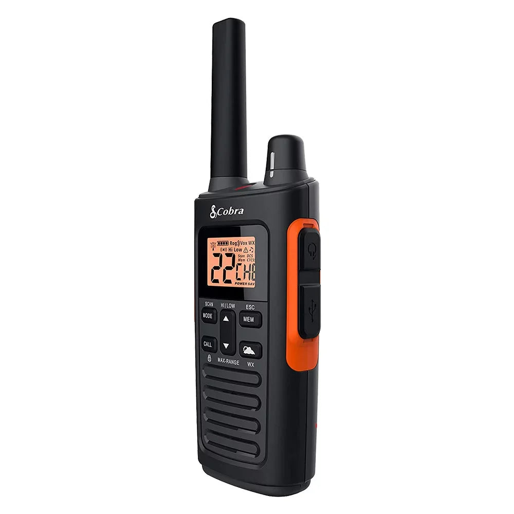Preset Set Radio for Long RX680 Two-Way Adults Channels, Walkie Cobra - (2-Pack) Rechargeable, Range 60 38-Mile Waterproof Talkies