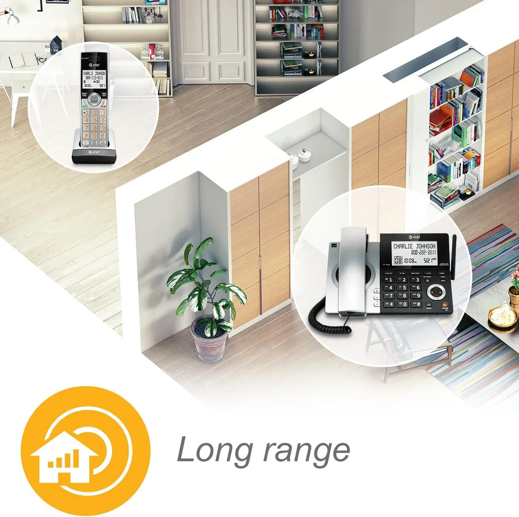 Call 1 with Black/Silver 6.0 DECT Blocker, Expandable Handset with CL84107 Phone AT&T Smart Corded/Cordless