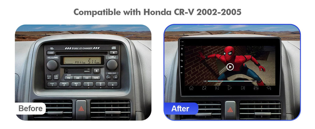 Double for 9 Honda CR-V Inch Control Car Auto/GPS/Bluetooth/FM/AUX-in/Steering 2002-2006 Built-in Backup Stereo 10 Camera Din Wheel Wireless Android with TouchScreen Radio Carplay/Android