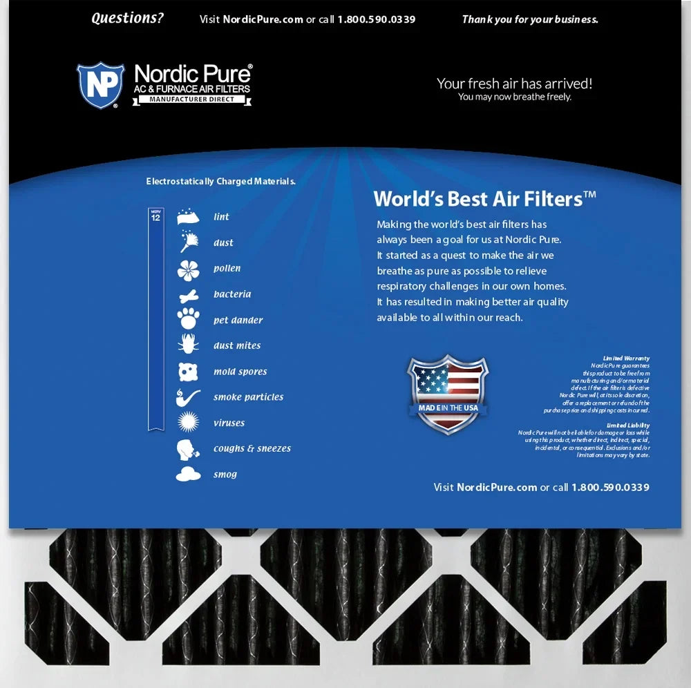 Pleated Carbon 12 Pleated Nordic 12 Pack MERV Filters Pure 20x20x2 Air Plus