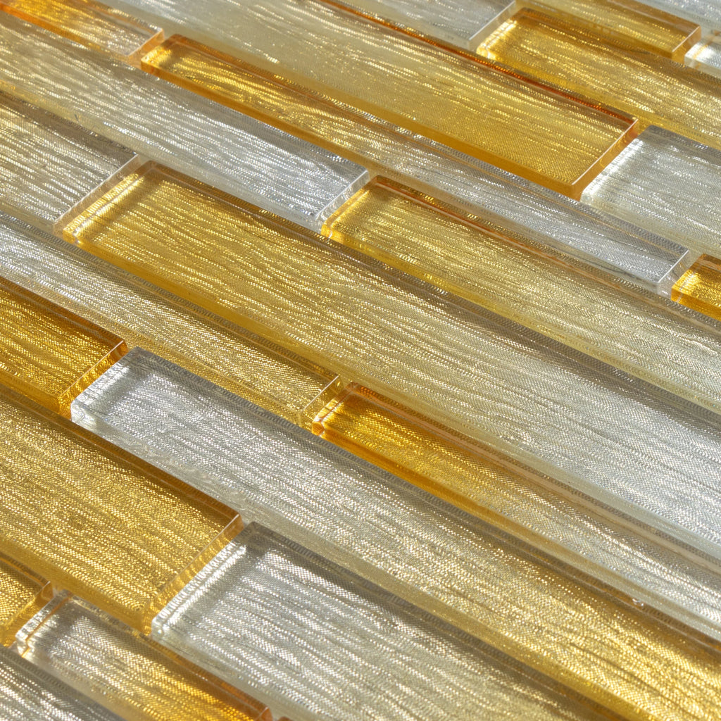 Silver/Gold Case) 12 ft. sq. (5 / Glass Tiles Interlocking - in. 12 Mosaic Wall in. Foil x WS Tile