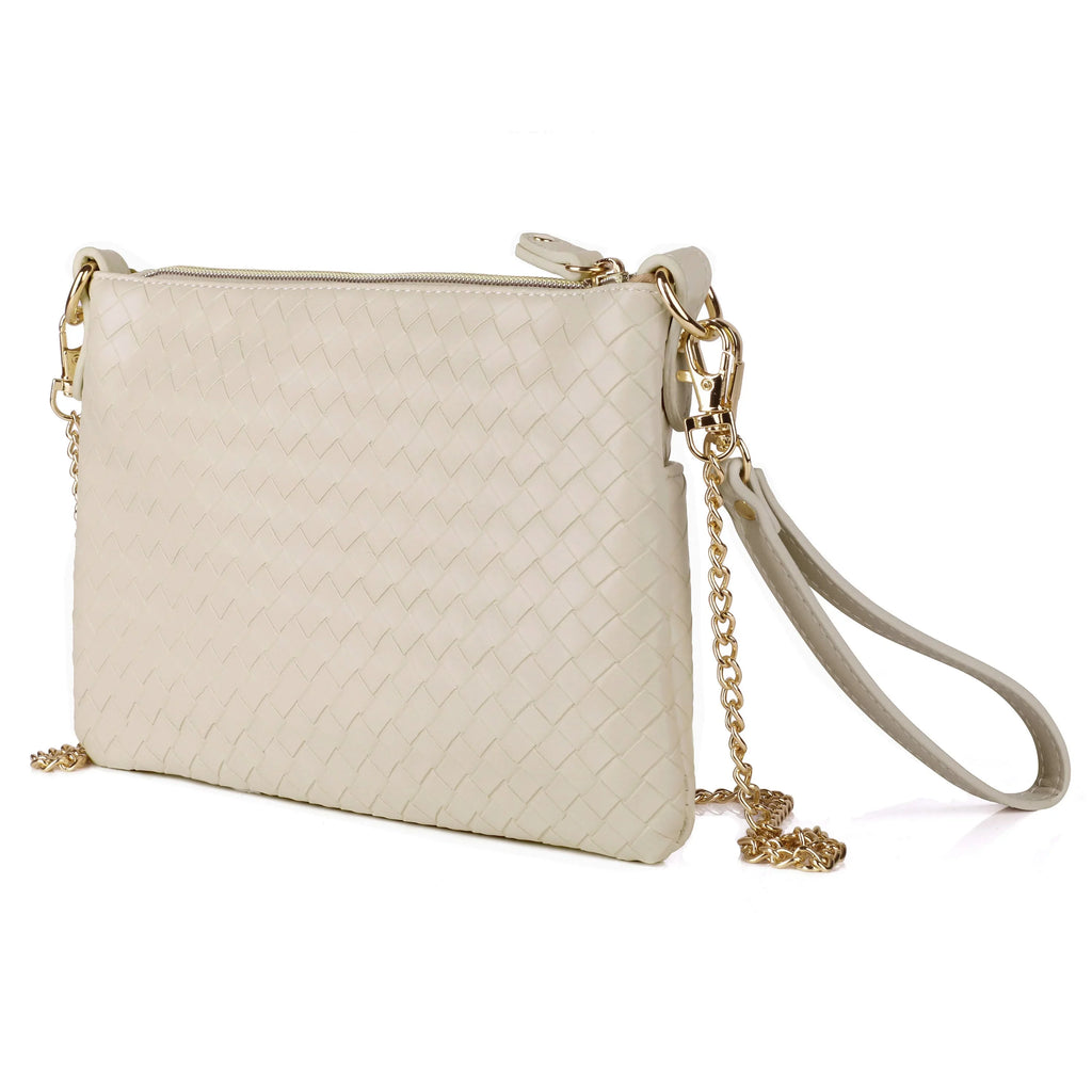 Pepper Pouch White Vegan Women's Julia Leather, Buxton Everywhere Basketweave Convt