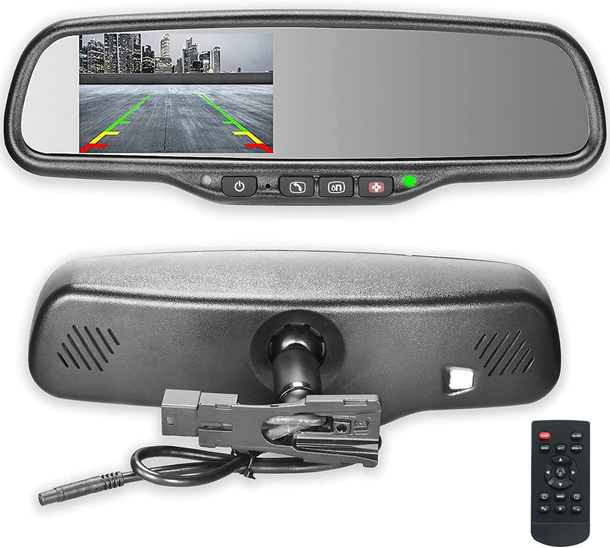 Rear 4.3" with OnStar Tailgaters Compatibility Bright for Auto-Adjusting Ultra Mirror Buttons, OEM View LCD, and Universal Master Cars All