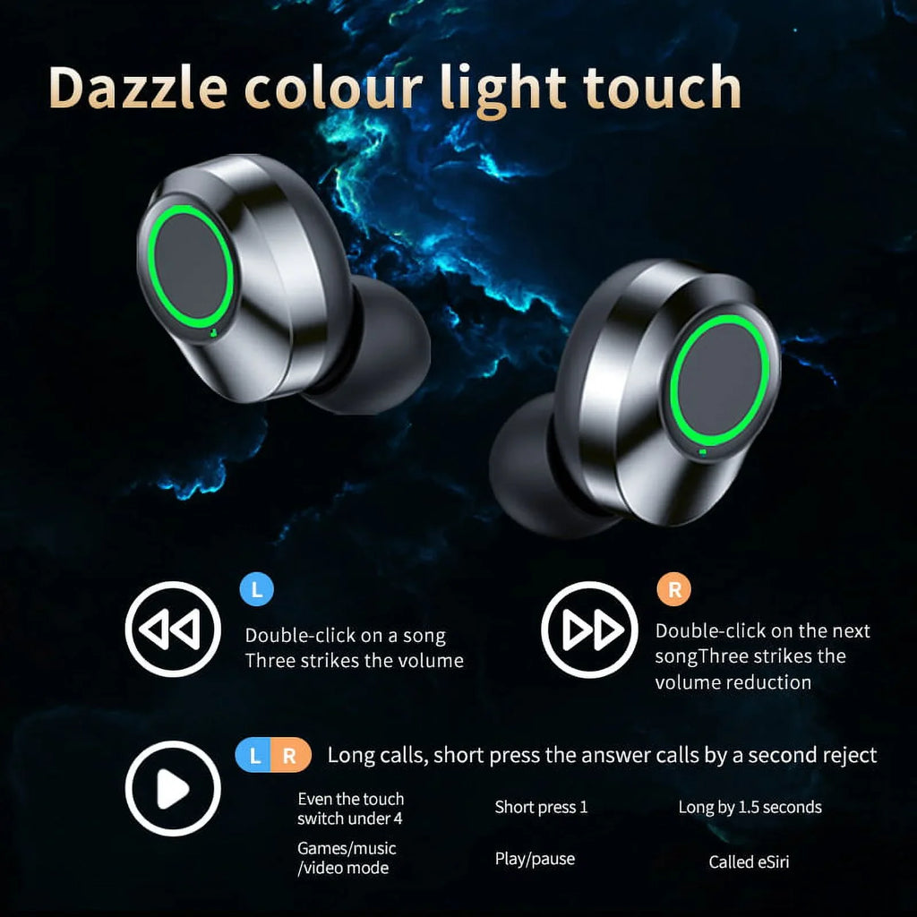 BlueTooth Water Earbuds LED Mic(Black) Galaxy Quad /Noise Reduction Wireless Sweatproof 5G/Plus/Ultra V5.3 & Pro Compatible & IPX3 S22+/ with your Samsung