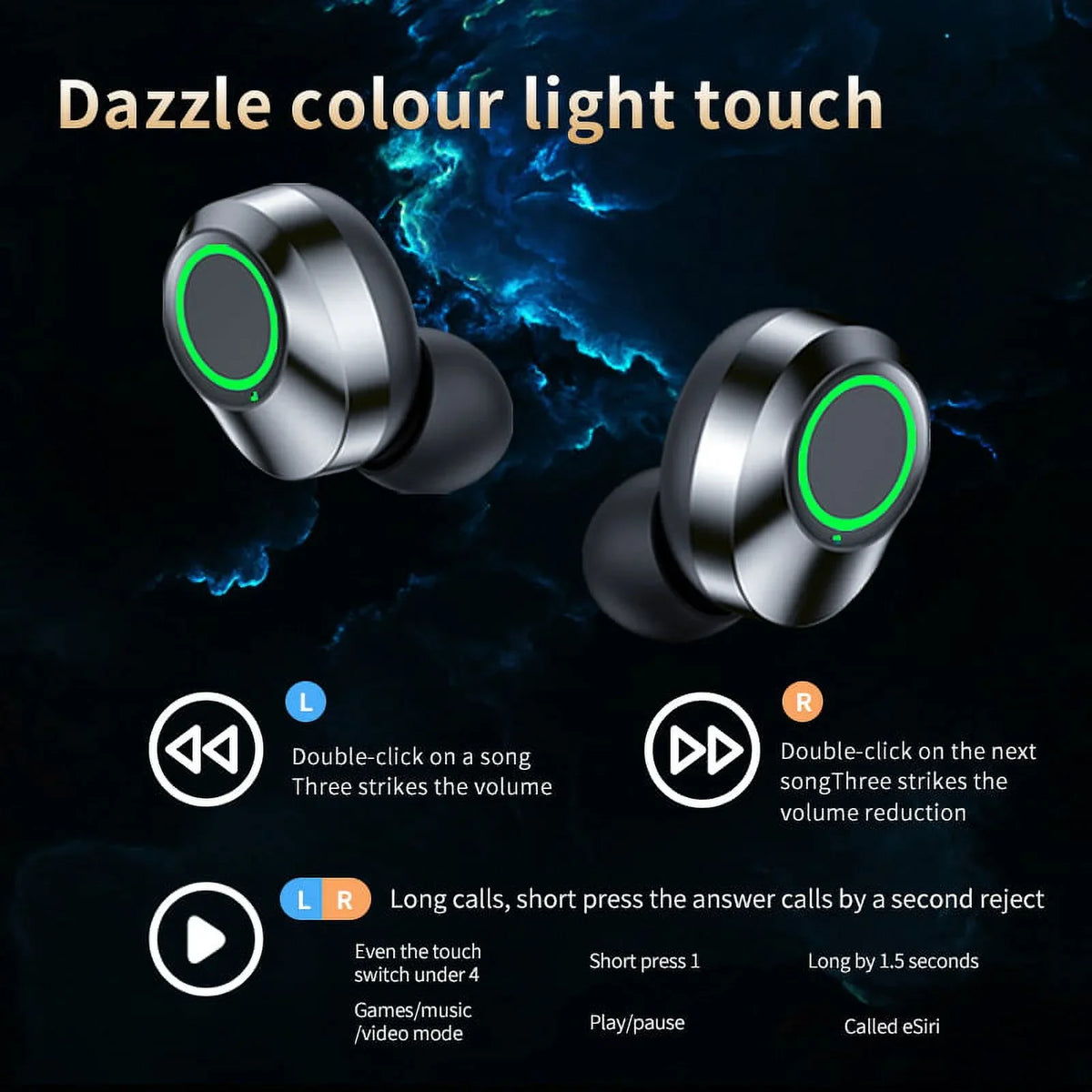 BlueTooth Water Earbuds LED Mic(Black) Galaxy Quad /Noise Reduction Wireless Sweatproof 5G/Plus/Ultra V5.3 & Pro Compatible & IPX3 S22+/ with your Samsung