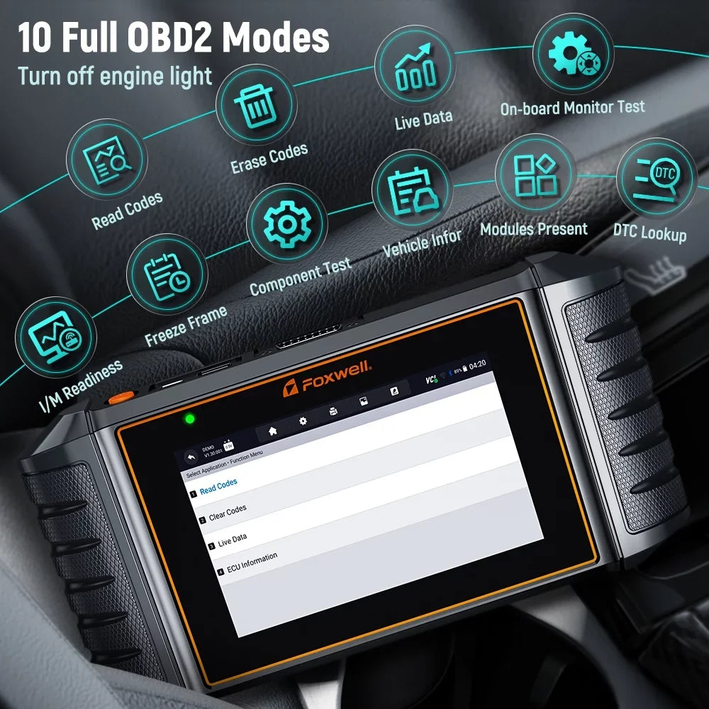 Automotive Battery OBDII NT726 FOXWELL Bleeding System Gift: Throttle Tool Reset Reader BMS OBD2 Tester ABS Service Scanner 12 All Coding Injector Diagnostic Suspension Scanner, Code Reset Automotive