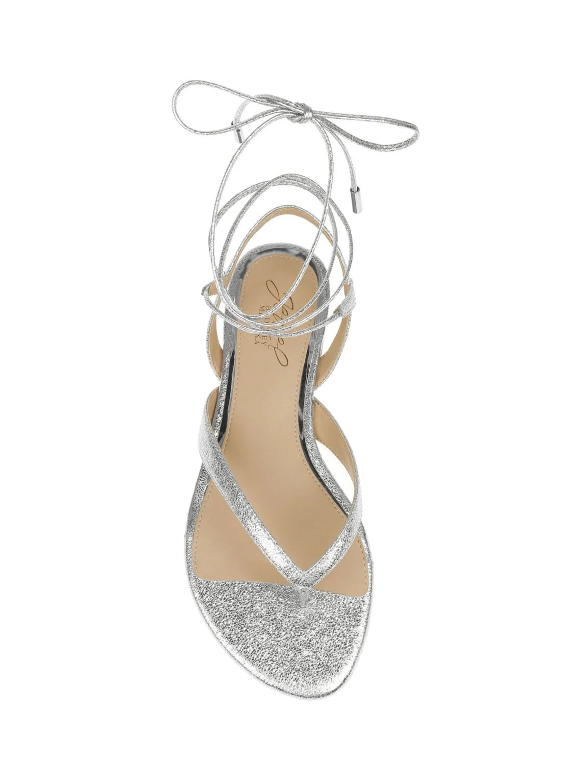Toe MISCHKA Round Silver Dress Lace-Up Thong Strap Sandals BADGLEY Ankle 8 Nolana Padded Womens